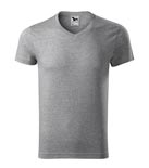 t-shirt męski v-neck slim fit, nadruk bezpośredni – przód